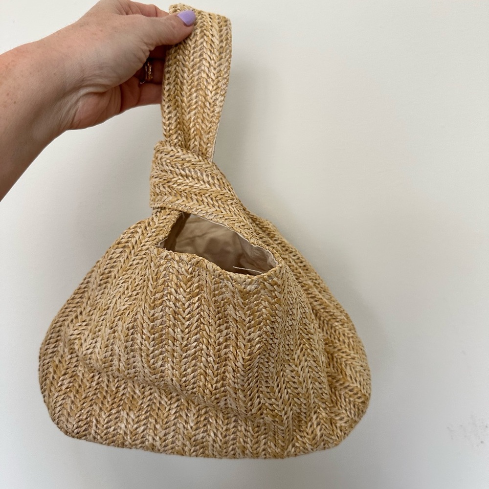 Tan Raffia Knot Bag